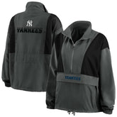 New York Yankees WEAR by Erin Andrews Women's Packable Half-Zip Jacket - Charcoal - MLB Discount