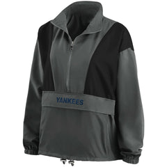New York Yankees WEAR by Erin Andrews Women's Packable Half-Zip Jacket - Charcoal - MLB Discount