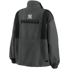 New York Yankees WEAR by Erin Andrews Women's Packable Half-Zip Jacket - Charcoal - MLB Discount