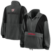 Washington Nationals WEAR by Erin Andrews Women's Packable Half-Zip Jacket - Charcoal - MLB Discount