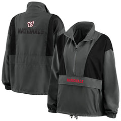 Washington Nationals WEAR by Erin Andrews Women's Packable Half-Zip Jacket - Charcoal - MLB Discount