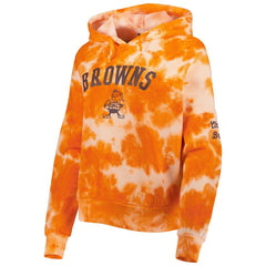 Cleveland Browns New Era Women's Cloud Dye Fleece Pullover Hoodie Orange