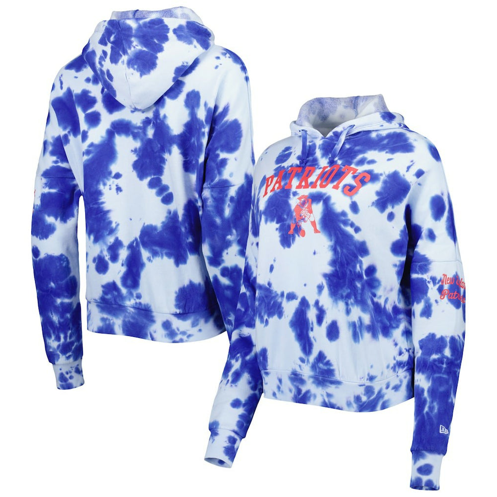 New England Patriots New Era Women's Cloud Dye Fleece Pullover Hoodie Royal