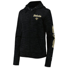 New Orleans Saints New Era Women's Reverse Space-Dye Full-Zip Hoodie Black