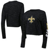 New Orleans Saints New Era Women's Crop Long Sleeve T-Shirt Black