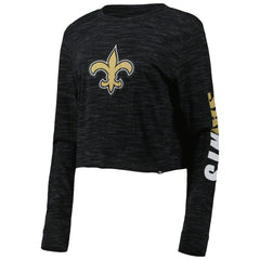 New Orleans Saints New Era Women's Crop Long Sleeve T-Shirt Black