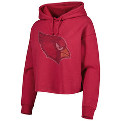 Arizona Cardinals Cuce Women's Crystal Logo Cropped Pullover Hoodie Cardinal