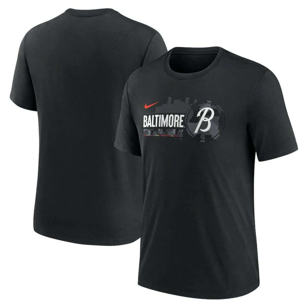 Baltimore Orioles Nike City Connect Tri-Blend T-Shirt - Black - Nike Sale
