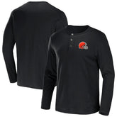 Fanatics Cleveland Browns NFL x Darius Rucker Collection Slub Jersey Henley Long Sleeve T-Shirt Black