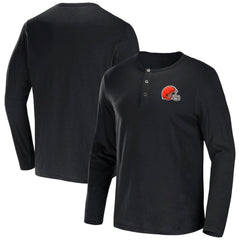 Fanatics Cleveland Browns NFL x Darius Rucker Collection Slub Jersey Henley Long Sleeve T-Shirt Black