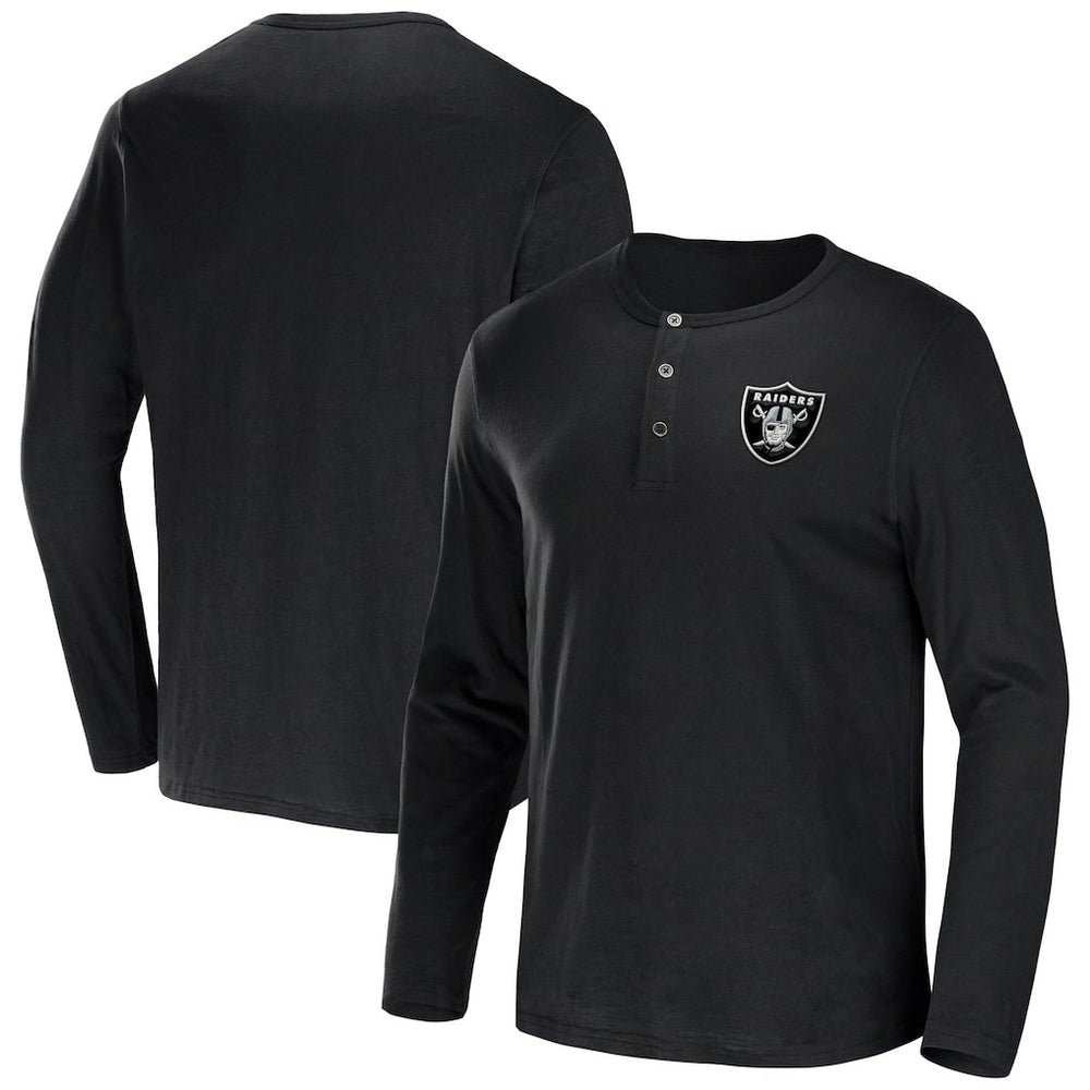 Fanatics Las Vegas Raiders NFL x Darius Rucker Collection Slub Jersey Henley Long Sleeve T-Shirt Black