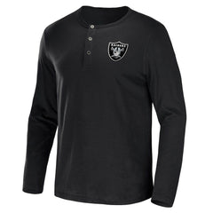 Fanatics Las Vegas Raiders NFL x Darius Rucker Collection Slub Jersey Henley Long Sleeve T-Shirt Black