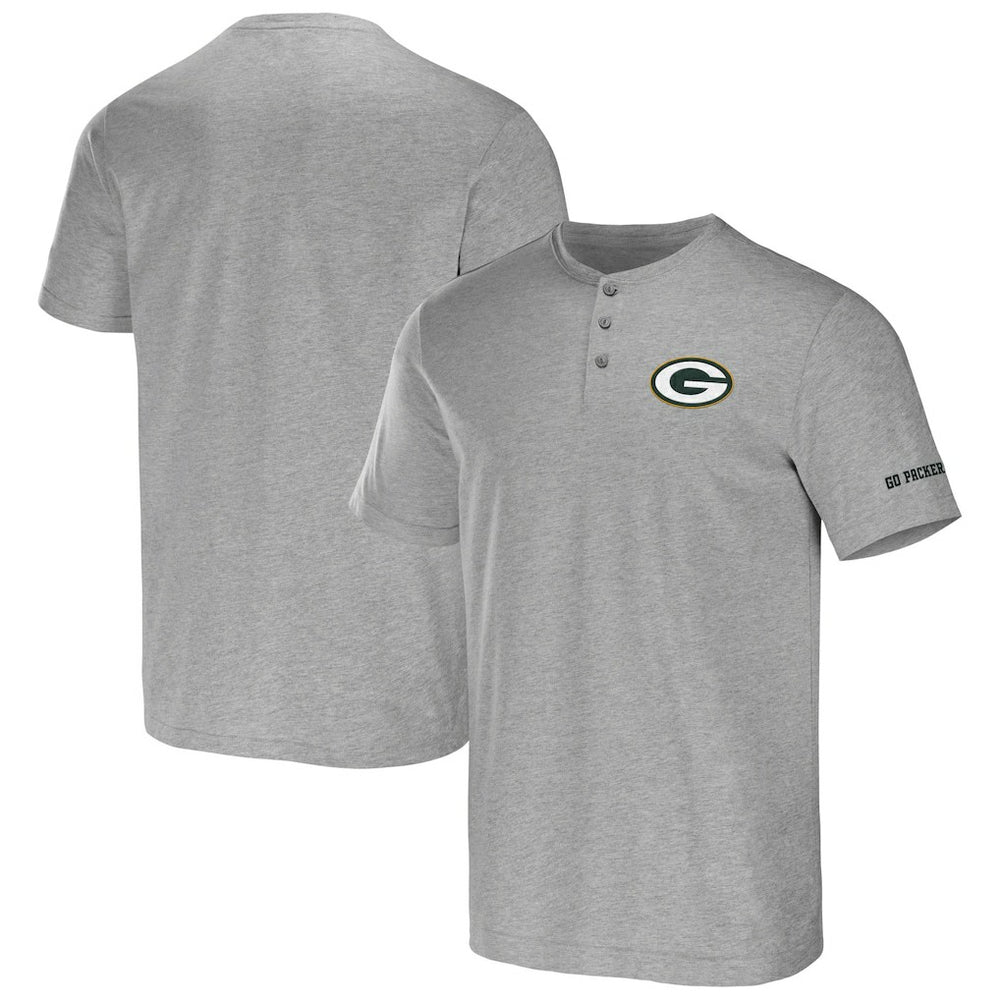 Fanatics Green Bay Packers NFL x Darius Rucker Collection Henley T-Shirt Heather Gray