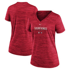 Miami Marlins Nike Women's City Connect Velocity Practice Performance V-Neck T-Shirt - Red - Nike Sale