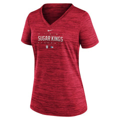 Miami Marlins Nike Women's City Connect Velocity Practice Performance V-Neck T-Shirt - Red - Nike Sale