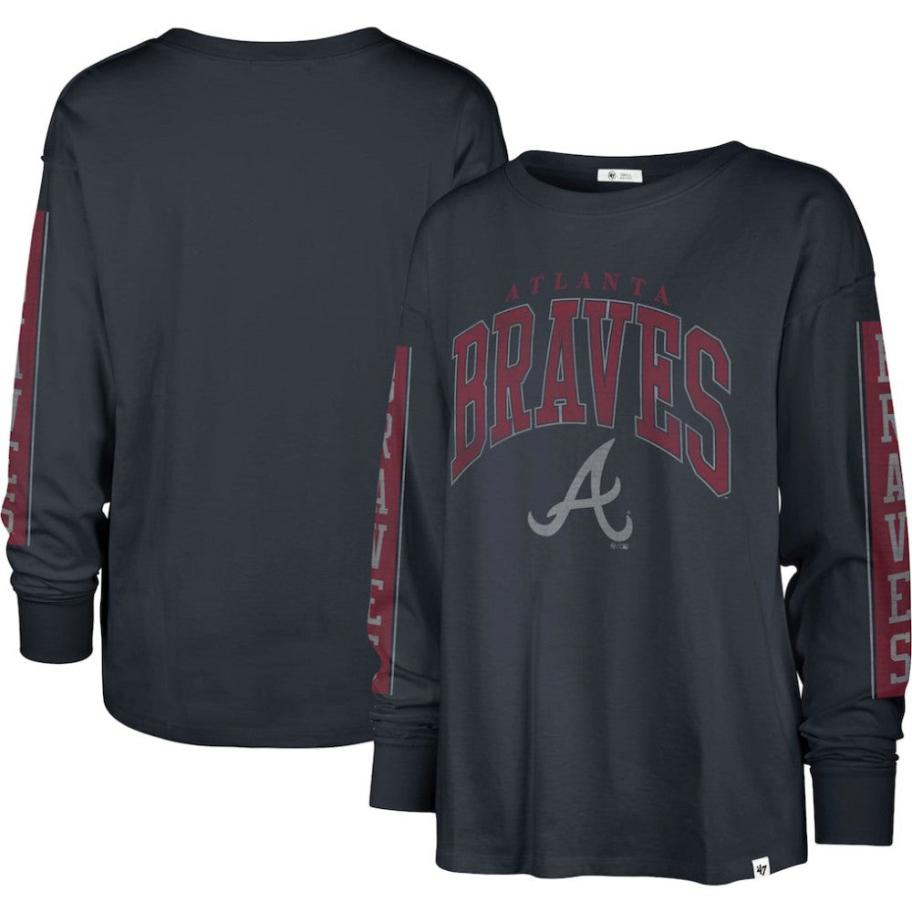 Atlanta Braves '47 Women's Statement Long Sleeve T-Shirt - Navy - 47 brand Discount