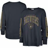 Milwaukee Brewers '47 Women's Statement Long Sleeve T-Shirt - Navy - 47 brand Online
