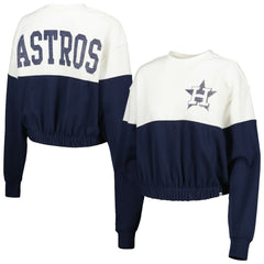 Houston Astros '47 Women's Take Two Bonita Pullover Sweatshirt - White/Navy - 47 brand Discount