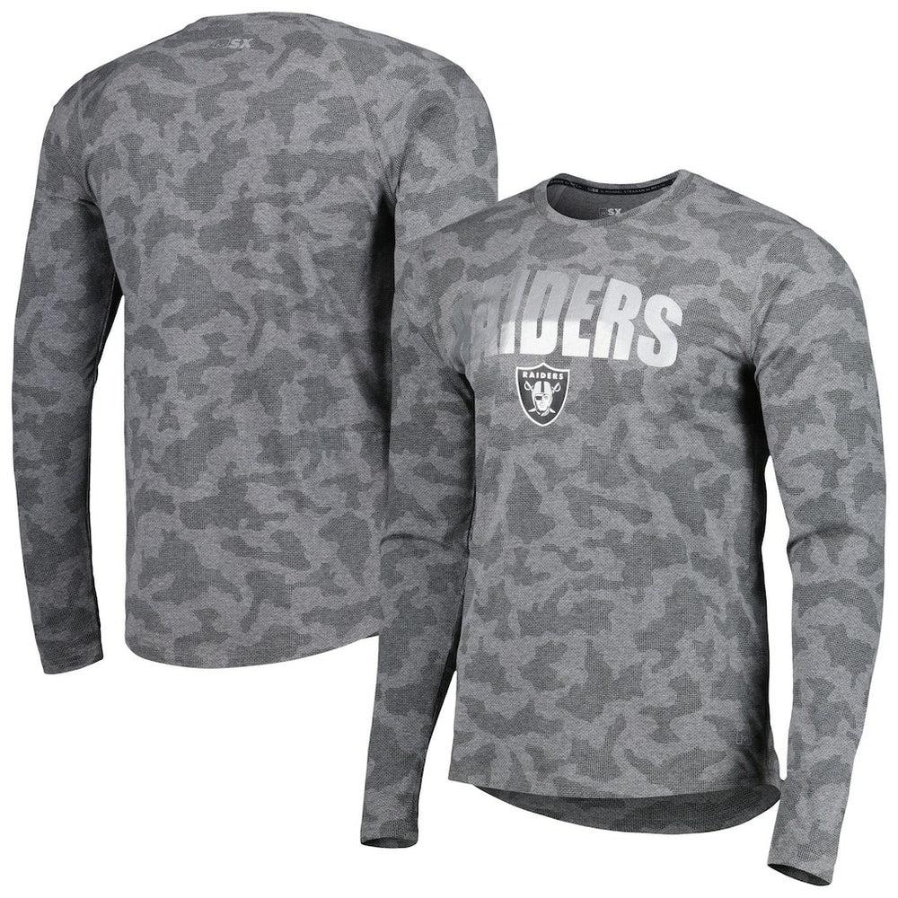 Las Vegas Raiders MSX by Michael Strahan Performance Camo Long Sleeve T-Shirt Black