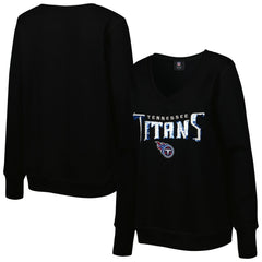 Tennessee Titans Cuce Women's Sequin Logo V-Neck Pullover Sweatshirt Black