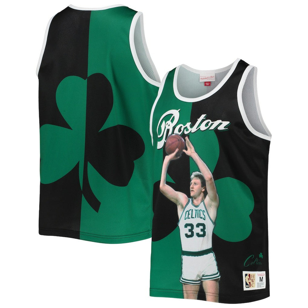 Larry Bird Boston Celtics Sublimated Player Tank Top Kelly Green/Black | Mitchell & Ness Lifestyle