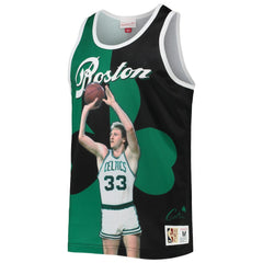 Larry Bird Boston Celtics Sublimated Player Tank Top Kelly Green/Black | Mitchell & Ness Lifestyle