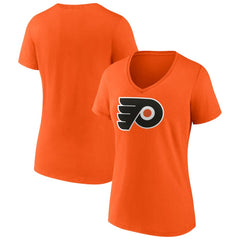Philadelphia Flyers Fanatics Women's Primary Logo Team V-Neck T-Shirt - Orange - NHL 4895310