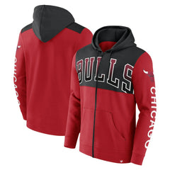 Chicago Bulls Skyhook Colorblock Full-Zip Hoodie Red/Black | Fanatics