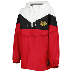 Chicago Blackhawks Tommy Hilfiger Women's Staci Half-Zip Windbreaker Jacket - Black/Red - NHL 4897621