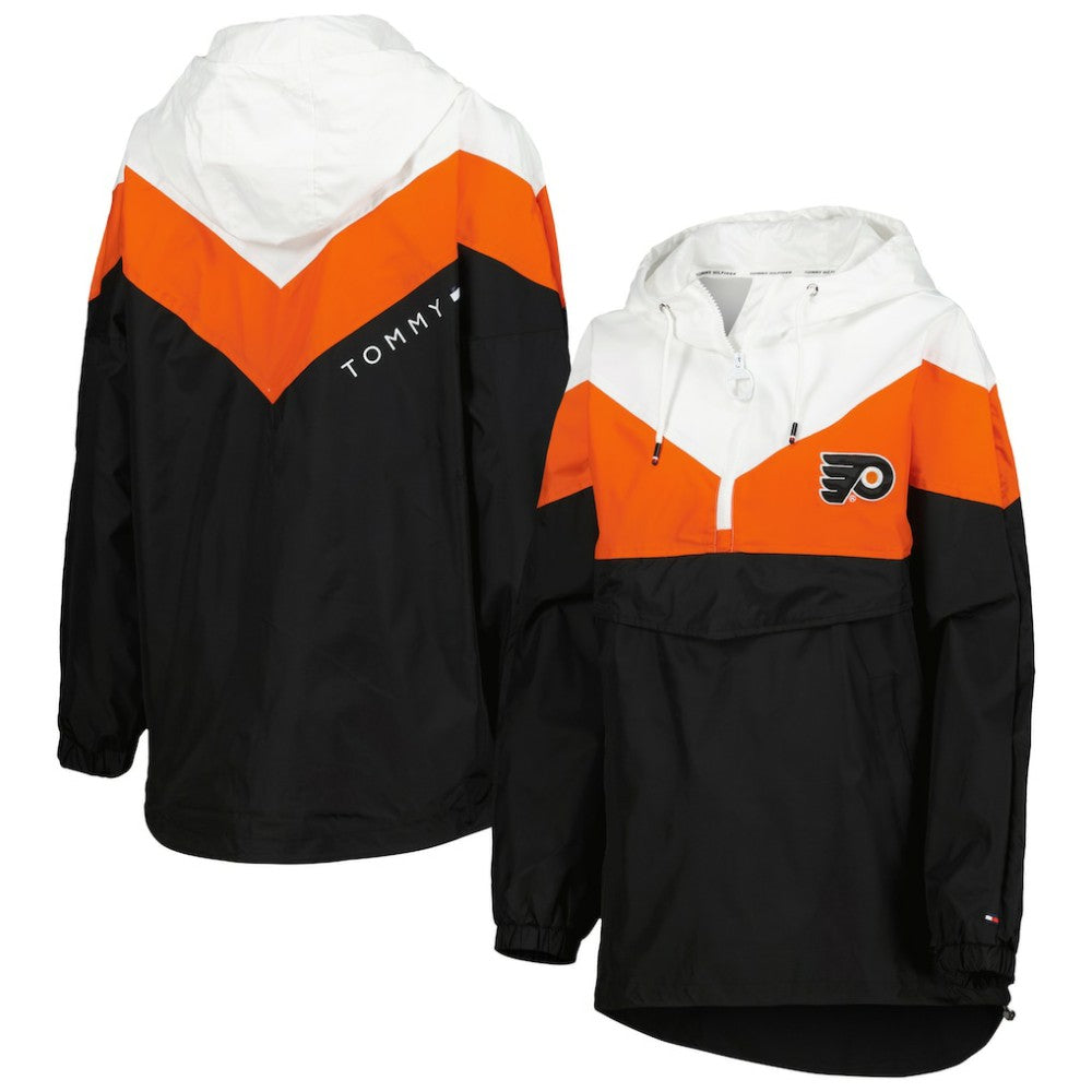 Philadelphia Flyers Tommy Hilfiger Women's Staci Half-Zip Windbreaker Jacket - Orange/Black - NHL 4897623