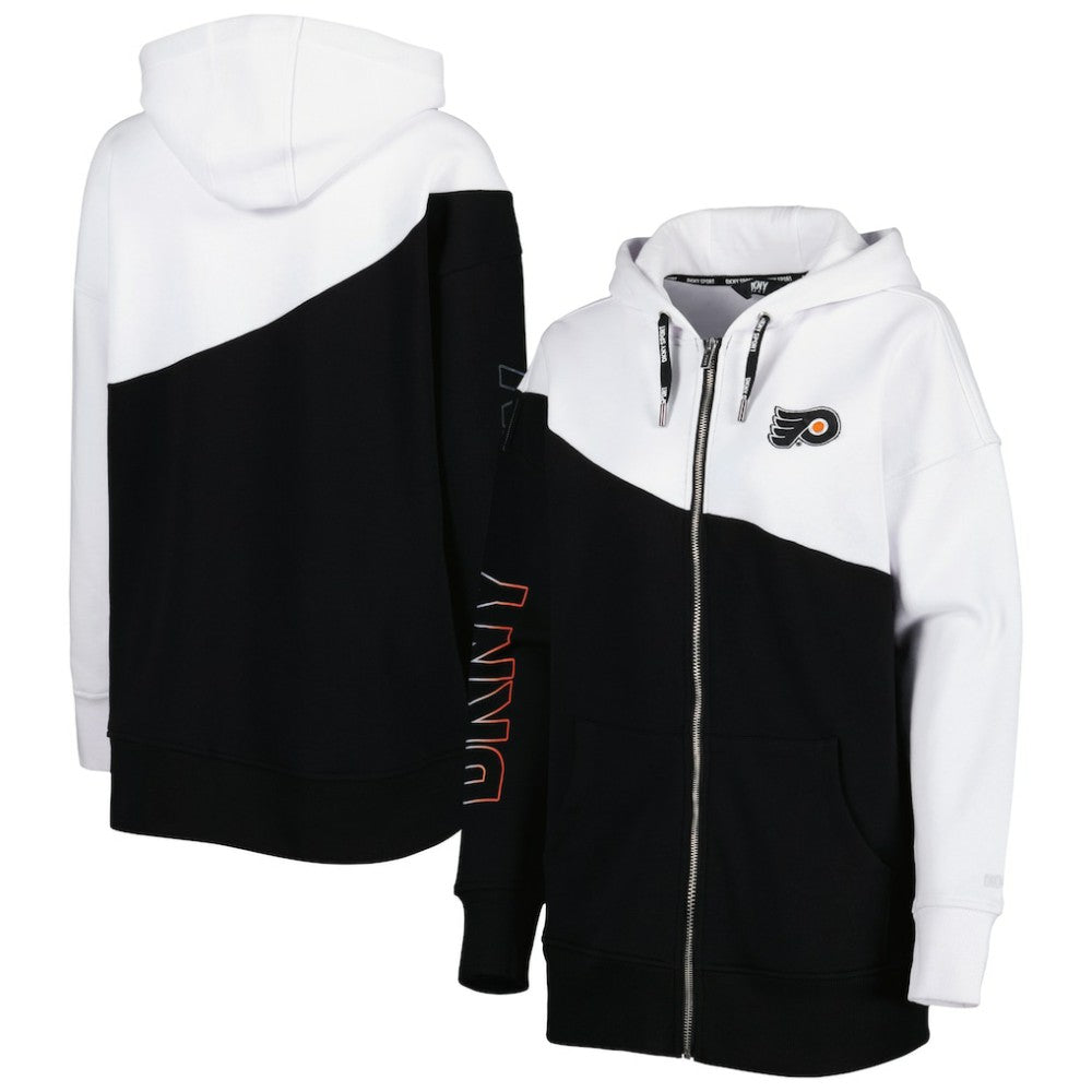Philadelphia Flyers DKNY Sport Women's Gina Full-Zip Hoodie - Black/White - NHL 4897695