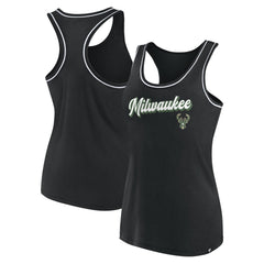 Milwaukee Bucks Women's Wordmark Logo Racerback Tank Top Black | Fanatics discount