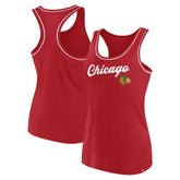 Chicago Blackhawks Fanatics Women's Wordmark Logo Racerback Scoop Neck Tank Top - Red - NHL 4905398