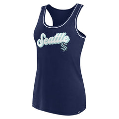 Seattle Kraken Fanatics Women's Wordmark Logo Racerback Scoop Neck Tank Top - Deep Sea Blue - NHL 4905404