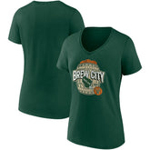 Milwaukee Bucks Women's Hometown Collection Brew City V-Neck T-Shirt Hunter Green | Fanatics outlet