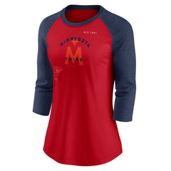 Minnesota Twins Nike Women's Next Up Tri-Blend Raglan 3/4-Sleeve T-Shirt - Red/Navy - Nike Sale