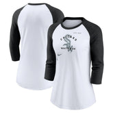 Chicago White Sox Nike Women's Next Up Tri-Blend Raglan 3/4-Sleeve T-Shirt - White/Black - Nike Lifestyle
