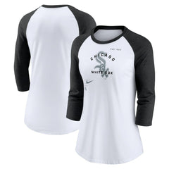 Chicago White Sox Nike Women's Next Up Tri-Blend Raglan 3/4-Sleeve T-Shirt - White/Black - Nike Lifestyle