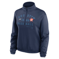 Houston Astros Nike Women's Rewind Splice Half-Zip Semi-Cropped Bubble Hem Sweatshirt - Navy - Nike Sale