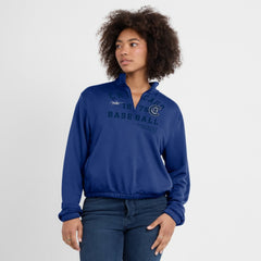 Chicago Cubs Nike Women's Rewind Splice Half-Zip Semi-Cropped Bubble Hem Sweatshirt - Royal - Nike Online