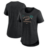 Arizona Diamondbacks Nike Women's Rewind Arch Mix Tri-Blend T-Shirt - Heather Black - Nike Lifestyle