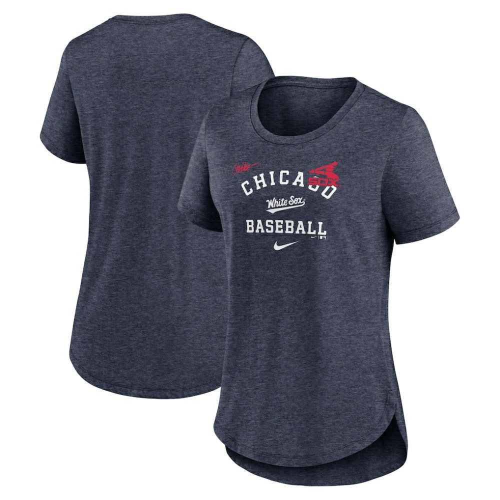 Chicago White Sox Nike Women's Rewind Arch Mix Tri-Blend T-Shirt - Heather Navy - Nike Online