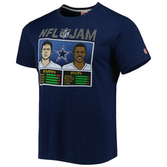 Troy Aikman & Michael Irvin Dallas Cowboys Homage Unisex NFL Jam Retired Tri-Blend T-Shirt Heather Navy