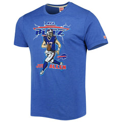 Josh Allen Buffalo Bills Homage Unisex NFL Blitz Player Tri-Blend T-Shirt Heathered Heather Royal