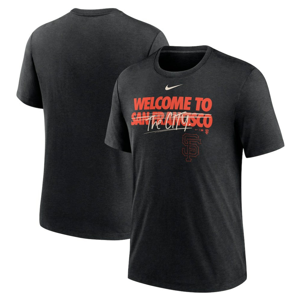 San Francisco Giants Nike Home Spin Tri-Blend T-Shirt - Heather Black - Nike on Sale