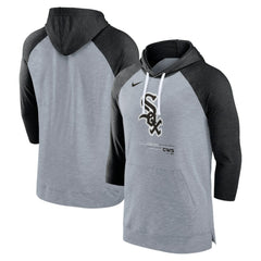 Chicago White Sox Nike Baseball Raglan 3/4-Sleeve Pullover Hoodie - Heather Gray/Heather Black - Nike Discount