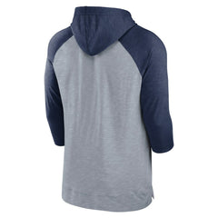 Minnesota Twins Nike Baseball Raglan 3/4-Sleeve Pullover Hoodie - Heather Gray/Heather Navy - Nike Discount