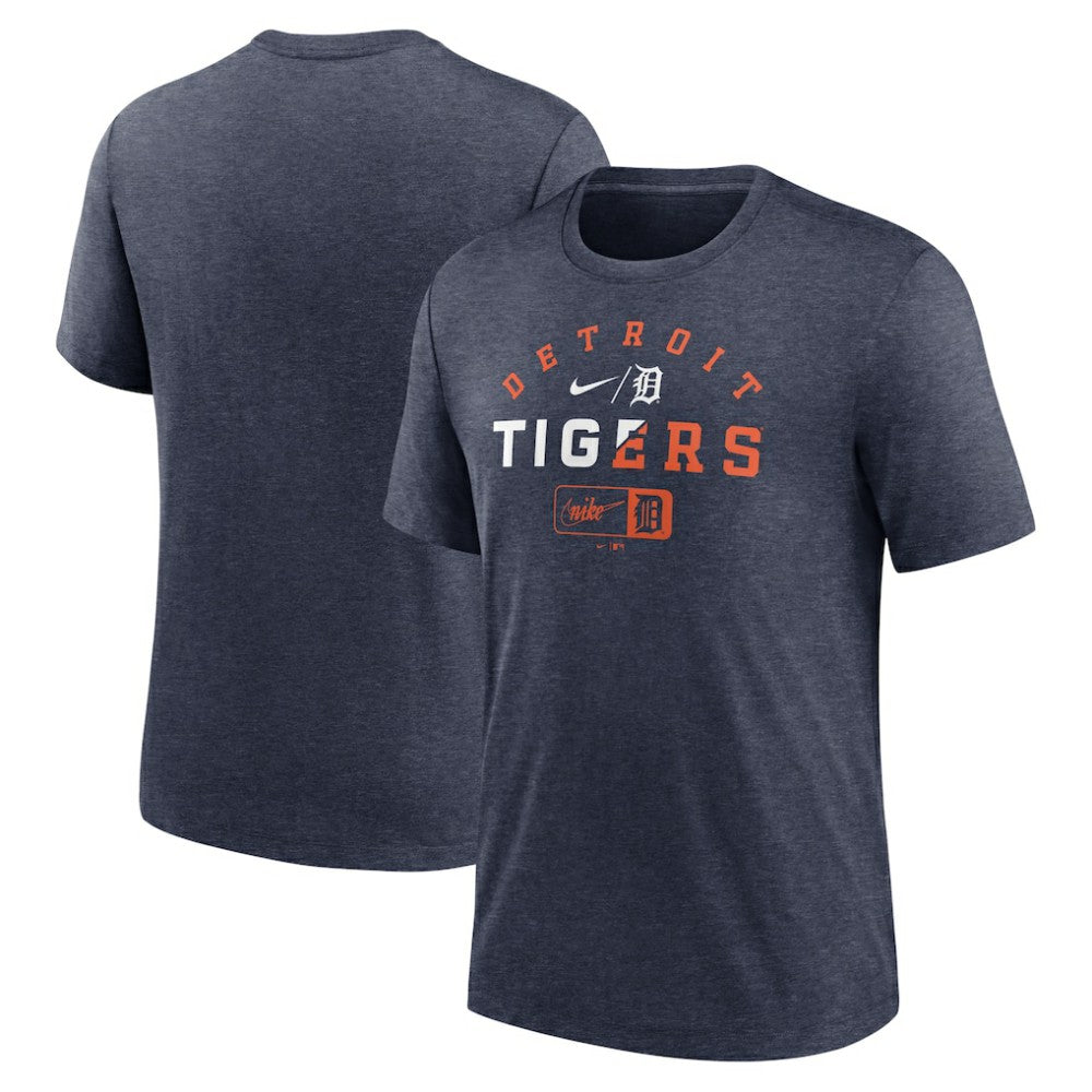 Detroit Tigers Nike Rewind Review Slash Tri-Blend T-Shirt - Heather Navy - Nike Sale