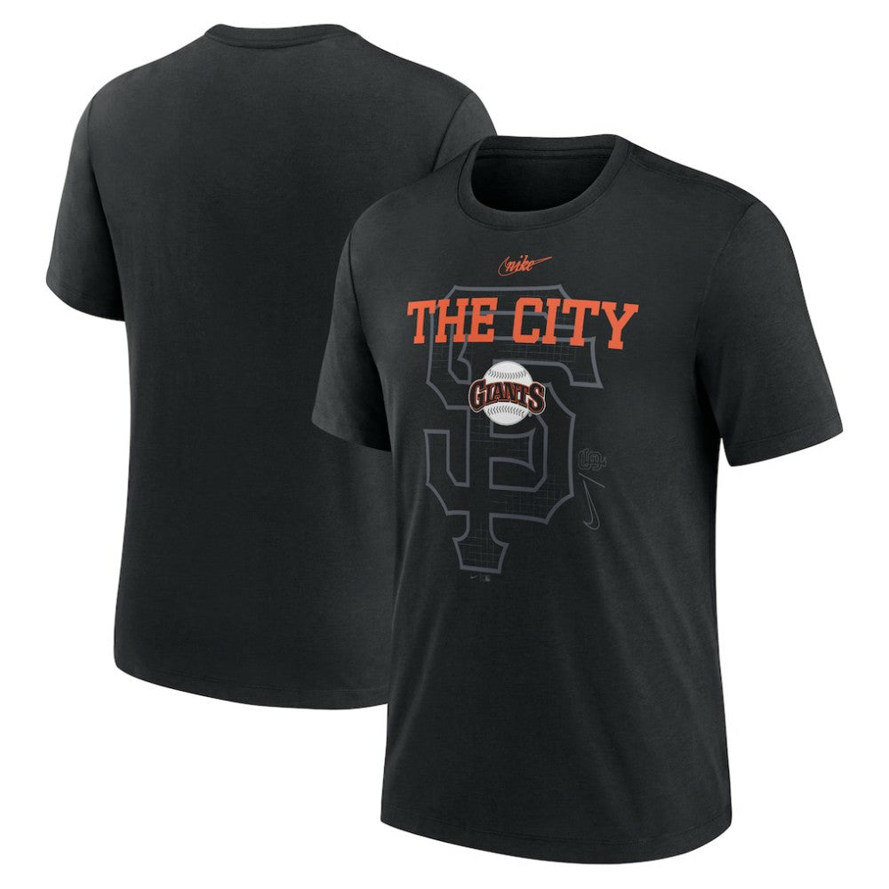 San Francisco Giants Nike Rewind Retro Tri-Blend T-Shirt - Black - Nike Discount