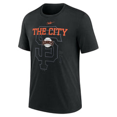 San Francisco Giants Nike Rewind Retro Tri-Blend T-Shirt - Black - Nike Discount